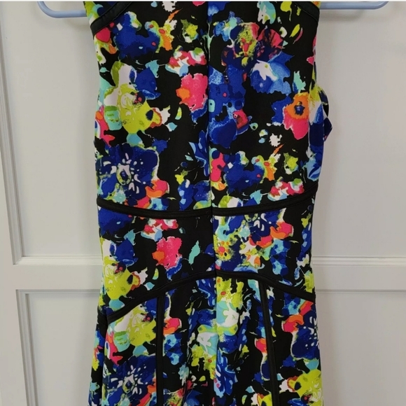 Nicole by Nicole Miller Dress Sleeveless Sheath Floral Print Black w/ Blue Small - Picture 6 of 13
